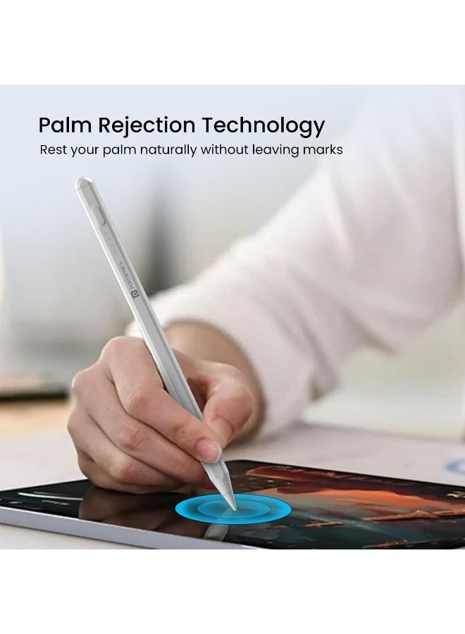 Portronics Glide Stylus Pencil for iPads Only, Angle Tilt Sensitivity, Palm Rejection, Attaches Magnetically, Battery LED Indicator, Type-C Charging, Only for iPads Released Between 2020 & 2024 - Image 4